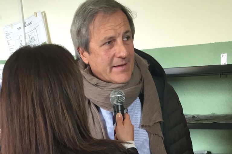 Vittorio Barazzotto intervistato da Rete Biella durante la visita di Sergio Chiamparino a Valdengo